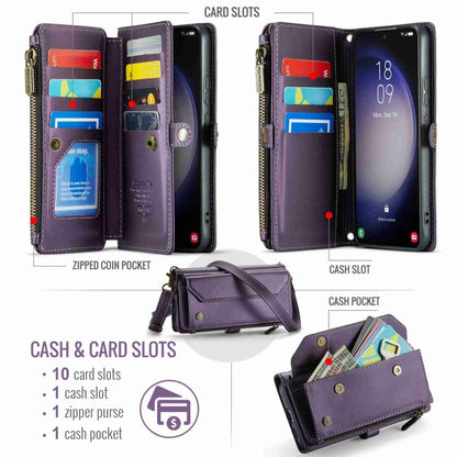 For Samsung Galaxy S23+ 5G CaseMe C36 Card Slots Zipper Wallet RFID Anti-theft Leather Phone Case(Purple) - Galaxy S23+ 5G Cases by CaseMe | Online Shopping UK | buy2fix