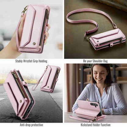 For Samsung Galaxy S24+ 5G CaseMe C36 Card Slots Zipper Wallet RFID Anti-theft Leather Phone Case(Pink) - Galaxy S24+ 5G Cases by CaseMe | Online Shopping UK | buy2fix