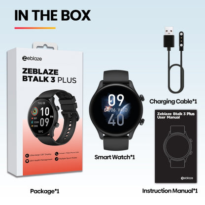 Zeblaze Btalk 3 Plus 1.39 inch Screen Fitness & Wellness Smart Watch Supports Voice Calling(Black) - Smart Watches by Zeblaze | Online Shopping UK | buy2fix