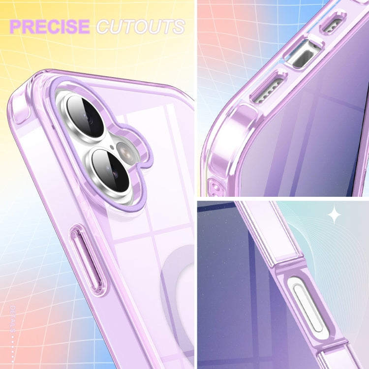 For iPhone 16 Colorful MagSafe Magnetic PC Hybrid TPU Phone Case(Light Purple) - iPhone 16 Cases by buy2fix | Online Shopping UK | buy2fix