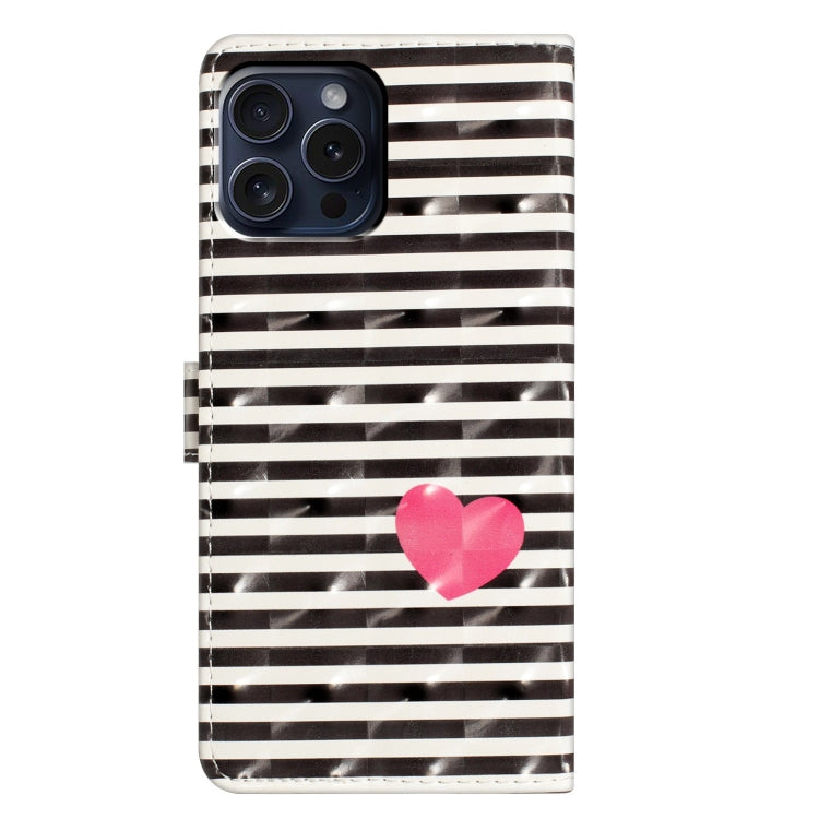 For iPhone 16 Pro 3D Pattern Leather Phone Case(Striped Heart) - iPhone 16 Pro Cases by buy2fix | Online Shopping UK | buy2fix