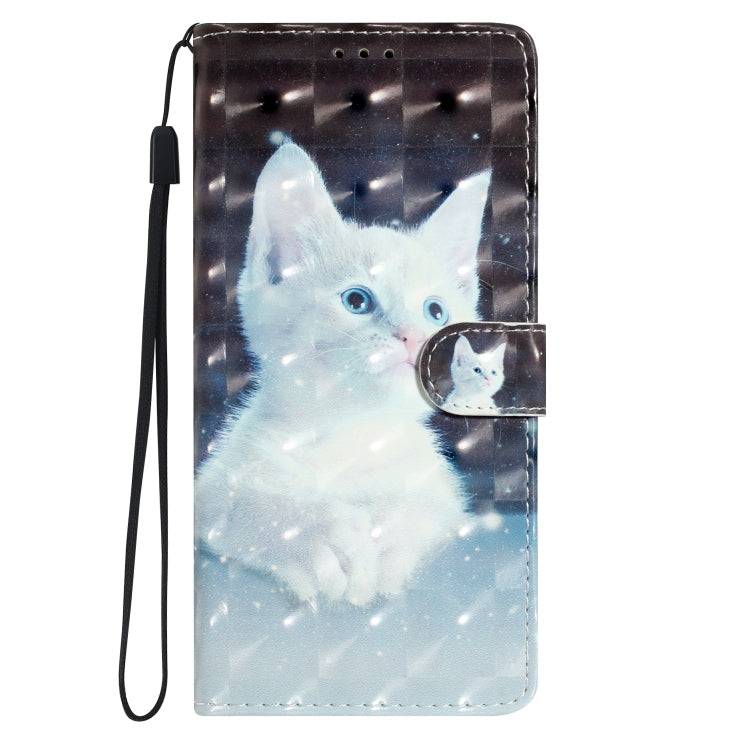 For Google Pixel 9 / 9 Pro 3D Pattern Leather Phone Case(White Cat) - Google Cases by buy2fix | Online Shopping UK | buy2fix