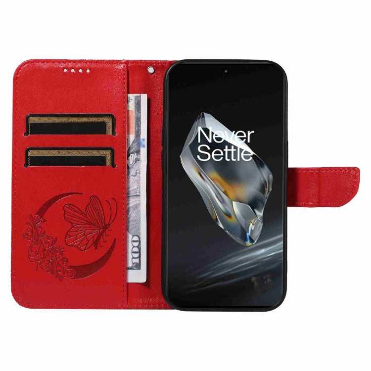 For OnePlus 12 Swallowtail Butterfly Embossed Leather Phone Case(Red) - OnePlus Cases by buy2fix | Online Shopping UK | buy2fix