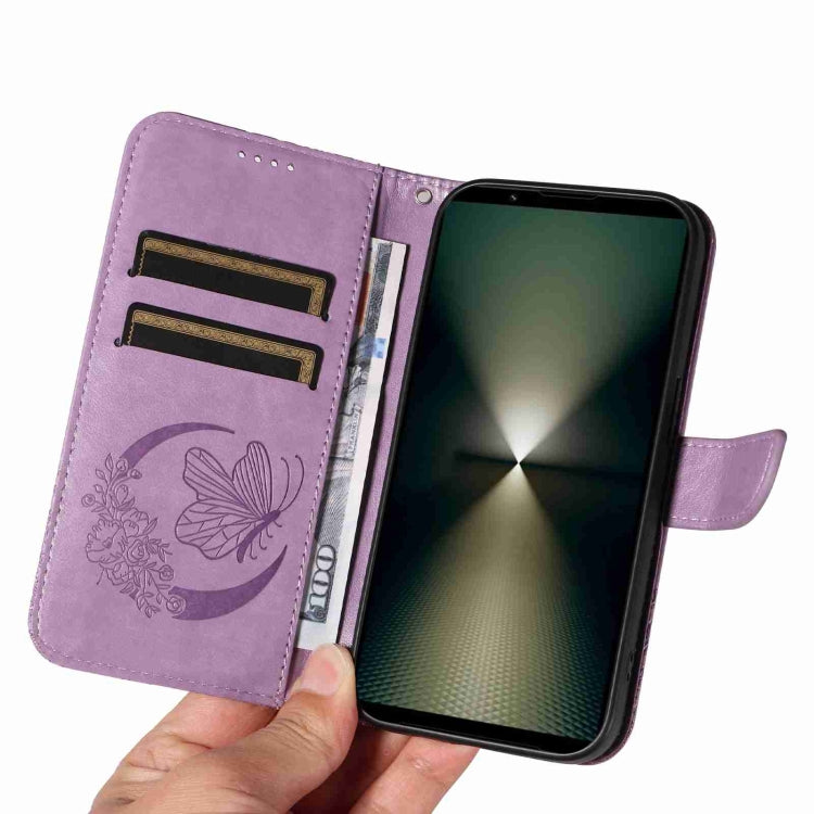 For Sony Xperia 1 VI 2024 Swallowtail Butterfly Embossed Leather Phone Case(Purple) - Sony Cases by buy2fix | Online Shopping UK | buy2fix