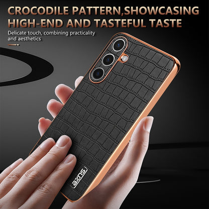 For Samsung Galaxy S24+ 5G AZNS Electroplated Frame Crocodile Texture Full Coverage Phone Case(Brown) - Galaxy S22+ 5G Cases by AZNS | Online Shopping UK | buy2fix