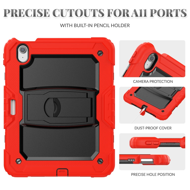 For iPad Air 11 2024 Silicone Hydric PC Tablet Case with Shoulder Strap & Holder(Red) - iPad Air 11 2024 Cases by buy2fix | Online Shopping UK | buy2fix