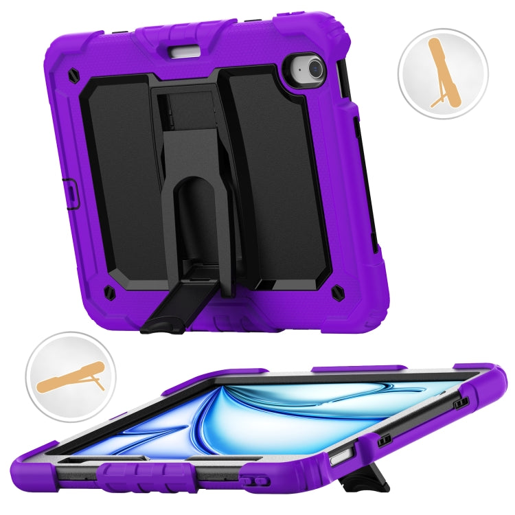 For iPad Air 11 2024 Silicone Hydric PC Tablet Case with Shoulder Strap & Holder(Purple) - iPad Air 11 2024 Cases by buy2fix | Online Shopping UK | buy2fix