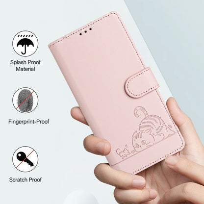 For Blackview Shark 8 Cat Rat Embossed Pattern RFID Leather Phone Case with Lanyard(Pink) - More Brand by buy2fix | Online Shopping UK | buy2fix