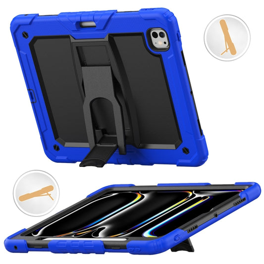 For iPad Pro 13 2024 Silicone Hydric PC Tablet Case with Shoulder Strap & Holder(Blue) - iPad Pro 13 2024 Cases by buy2fix | Online Shopping UK | buy2fix