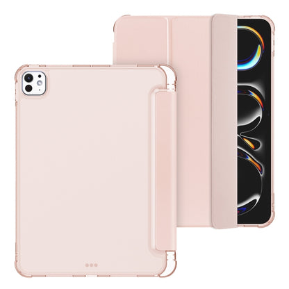 For iPad Pro 11 2024 Tri-fold Holder TPU Cover Frosted Leather Smart Tablet Case withh Pen Slot(Rose Gold) - iPad Pro 11 2024 Cases by buy2fix | Online Shopping UK | buy2fix