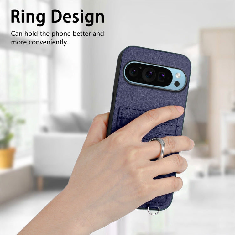 For Google Pixel 9 / 9 Pro R20 Ring Card Holder Phone Case(Blue) - Google Cases by buy2fix | Online Shopping UK | buy2fix