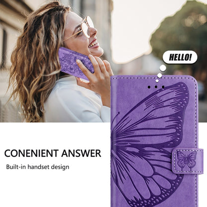 For Blackview Wave 6C Embossed Butterfly Leather Phone Case(Purple) - More Brand by buy2fix | Online Shopping UK | buy2fix