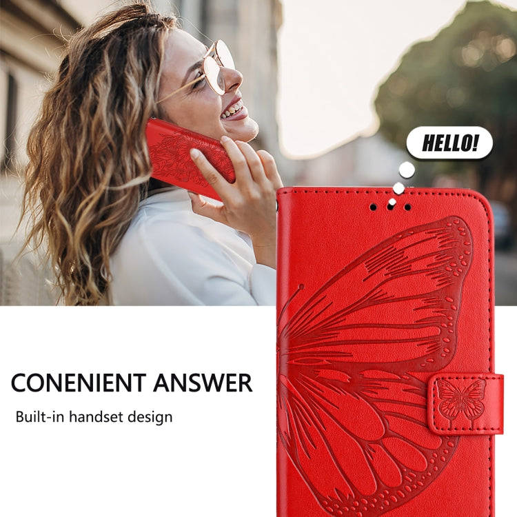 For Blackview Wave 6C Embossed Butterfly Leather Phone Case(Red) - More Brand by buy2fix | Online Shopping UK | buy2fix