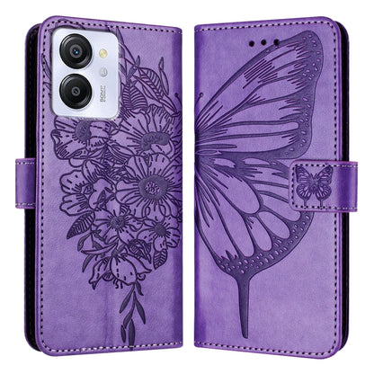 For Blackview Color 8 Embossed Butterfly Leather Phone Case(Purple) - More Brand by buy2fix | Online Shopping UK | buy2fix