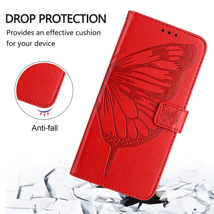 For Blackview Color 8 Embossed Butterfly Leather Phone Case(Red) - More Brand by buy2fix | Online Shopping UK | buy2fix