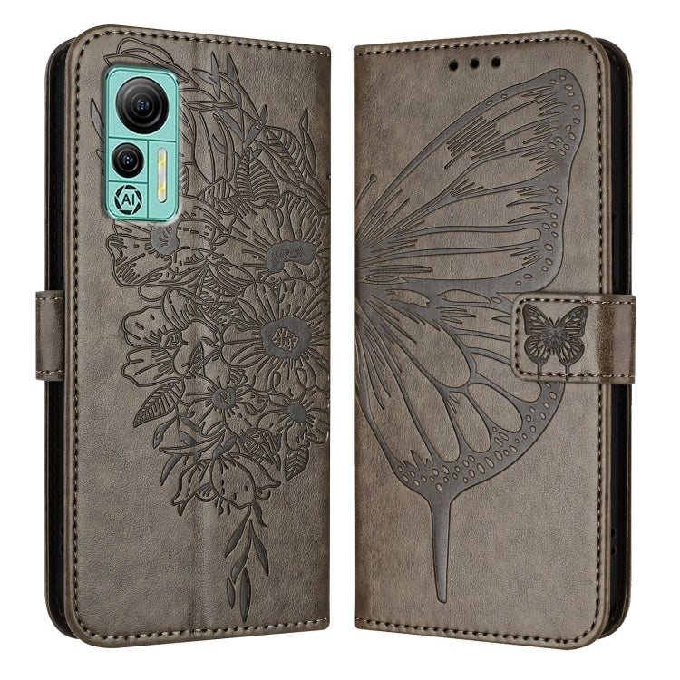 For Ulefone Note 14 Embossed Butterfly Leather Phone Case(Grey) - Ulefone Cases by buy2fix | Online Shopping UK | buy2fix