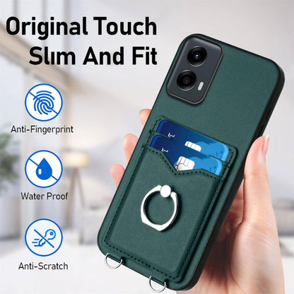 For Motorola Moto G 5G 2024 R20 Ring Card Holder Phone Case(Green) - Motorola Cases by buy2fix | Online Shopping UK | buy2fix