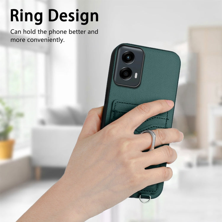 For Motorola Moto G 5G 2024 R20 Ring Card Holder Phone Case(Green) - Motorola Cases by buy2fix | Online Shopping UK | buy2fix