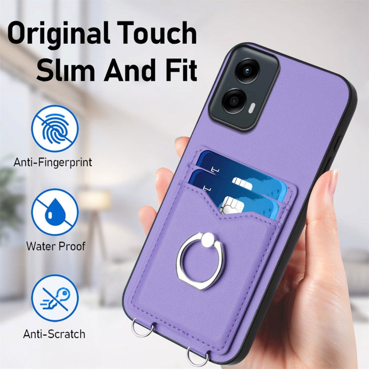 For Motorola Moto G 5G 2024 R20 Ring Card Holder Phone Case(Purple) - Motorola Cases by buy2fix | Online Shopping UK | buy2fix