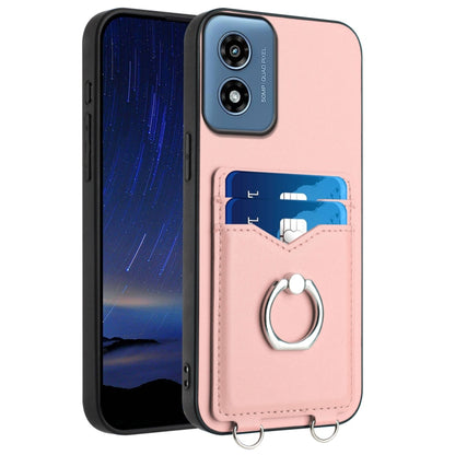 For Motorola Moto G Play 2024 4G R20 Ring Card Holder Phone Case(Pink) - Motorola Cases by buy2fix | Online Shopping UK | buy2fix