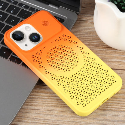 For iPhone 13 Gradient Color Honeycomb Aromatherapy MagSafe Phone Case(Orange Yellow) - iPhone 13 Cases by buy2fix | Online Shopping UK | buy2fix