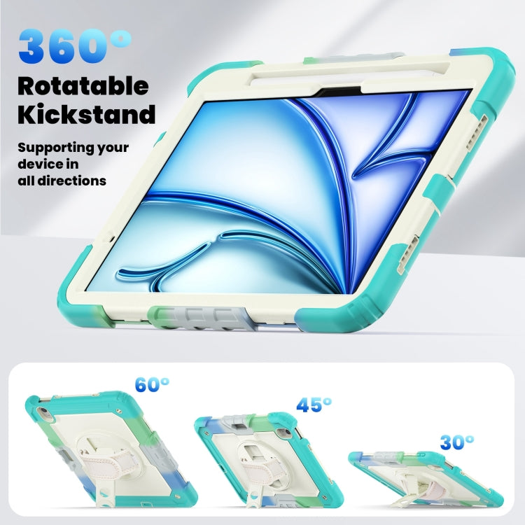 For iPad Air 11 2024 Silicone Hybrid PC Tablet Case with Shoulder Strap(Camouflage Light Blue) - iPad Air 11 2024 Cases by buy2fix | Online Shopping UK | buy2fix