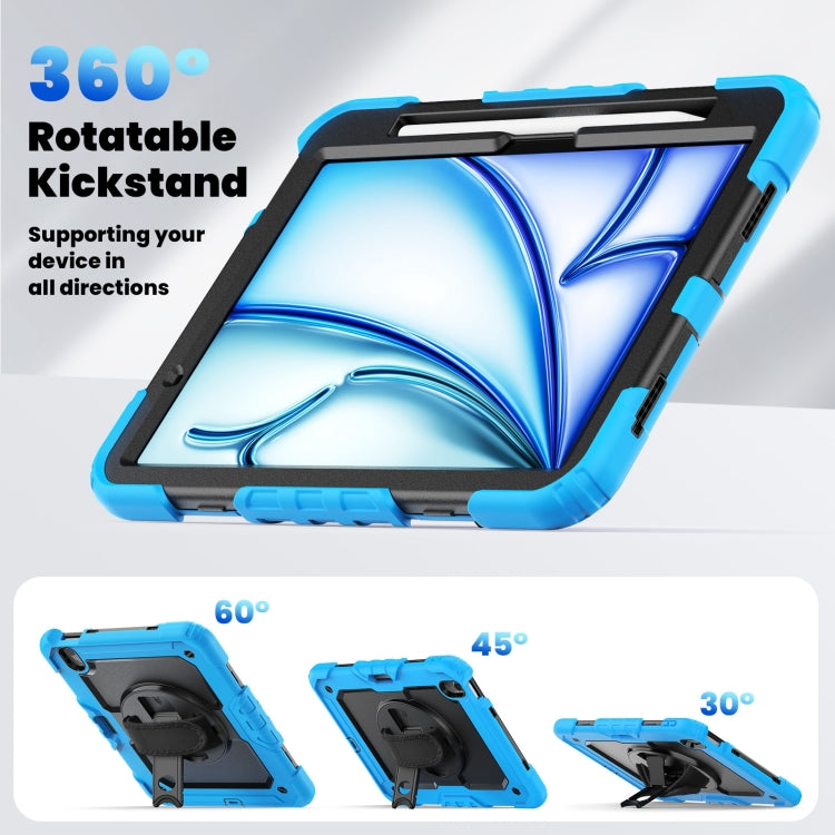 For iPad Air 11 2024 Silicone Hybrid PC Tablet Case with Shoulder Strap(Light Blue + Black) - iPad Air 11 2024 Cases by buy2fix | Online Shopping UK | buy2fix