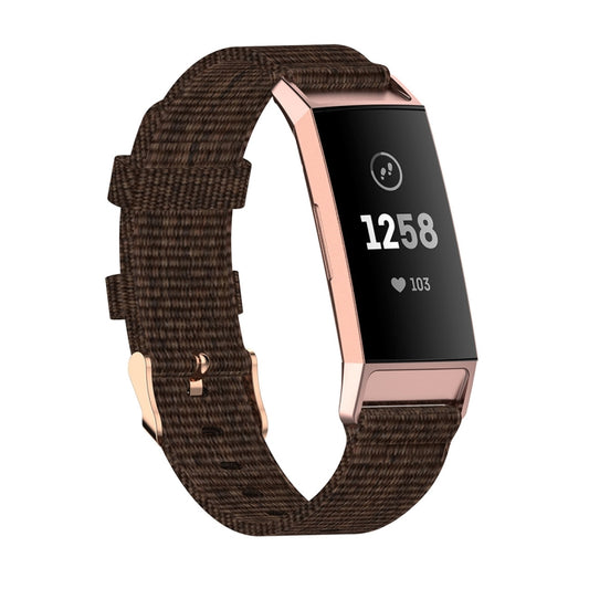 For Fitbit Charge 4 / Charge 3 / Charge3 SE Braided Nylon Watch Band Plastic Head, Size: Free Size(Dark Brown) - Watch Bands by buy2fix | Online Shopping UK | buy2fix