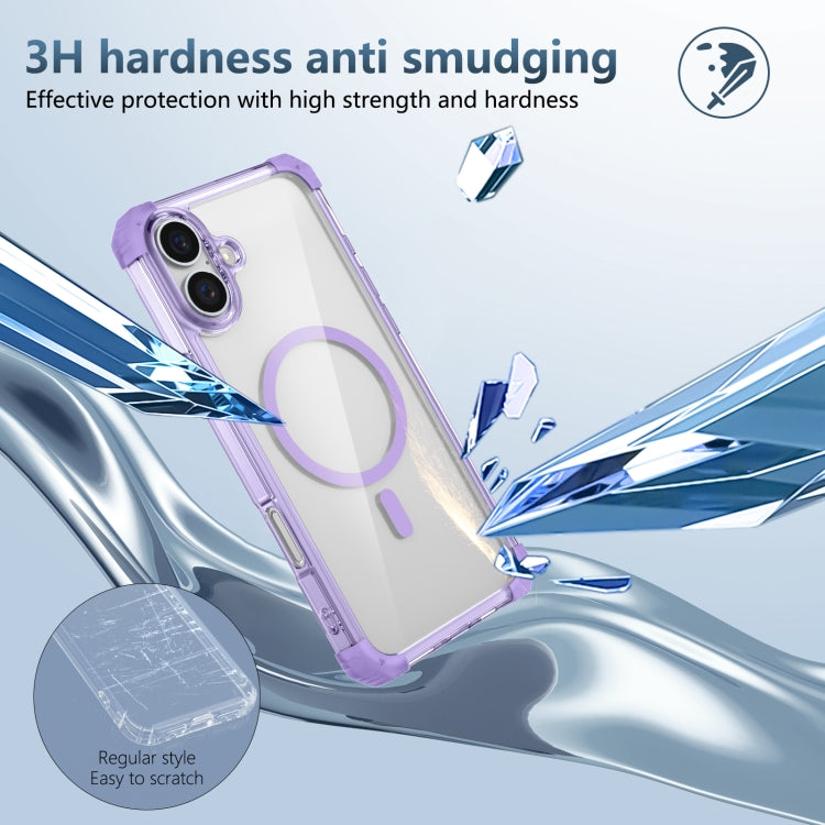 For iPhone 16 Transparent MagSafe Magnetic Phone Case(Purple) - iPhone 16 Cases by buy2fix | Online Shopping UK | buy2fix