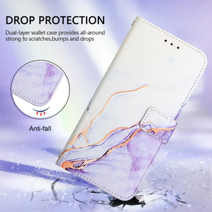 For Blackview Wave 6C PT003 Marble Pattern Flip Leather Phone Case(White Purple) - More Brand by buy2fix | Online Shopping UK | buy2fix