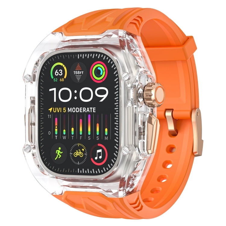 For Apple Watch Ultra 2 49mm Modified PC Hybrid TPU Watch Case Band(Orange Transparent) - Watch Bands by buy2fix | Online Shopping UK | buy2fix