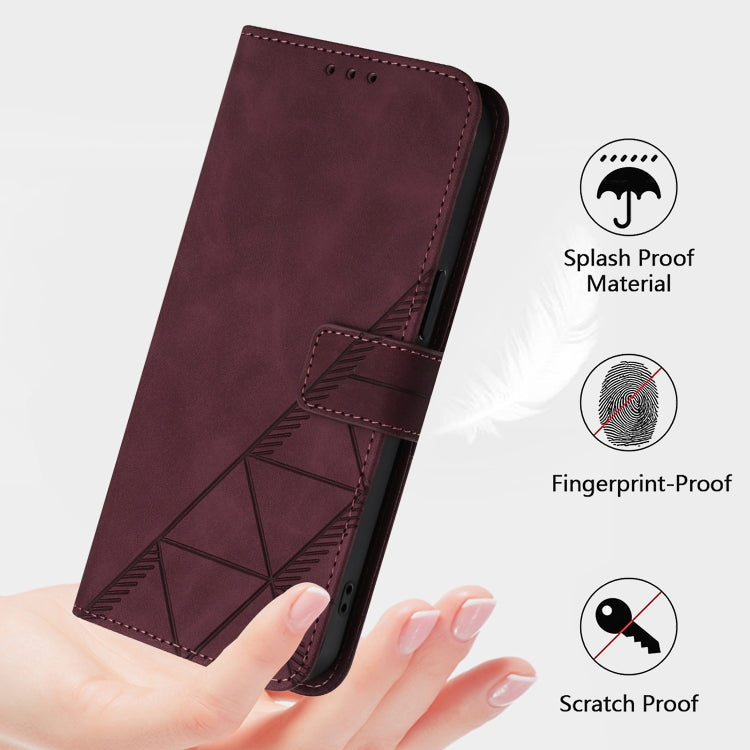 For Blackview A52 Crossbody 3D Embossed Flip Leather Phone Case(Wine Red) - More Brand by buy2fix | Online Shopping UK | buy2fix