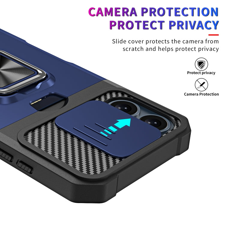 For iPhone 16 Plus Camera Shield Card Slot PC+TPU Phone Case(Purple) - iPhone 16 Plus Cases by buy2fix | Online Shopping UK | buy2fix