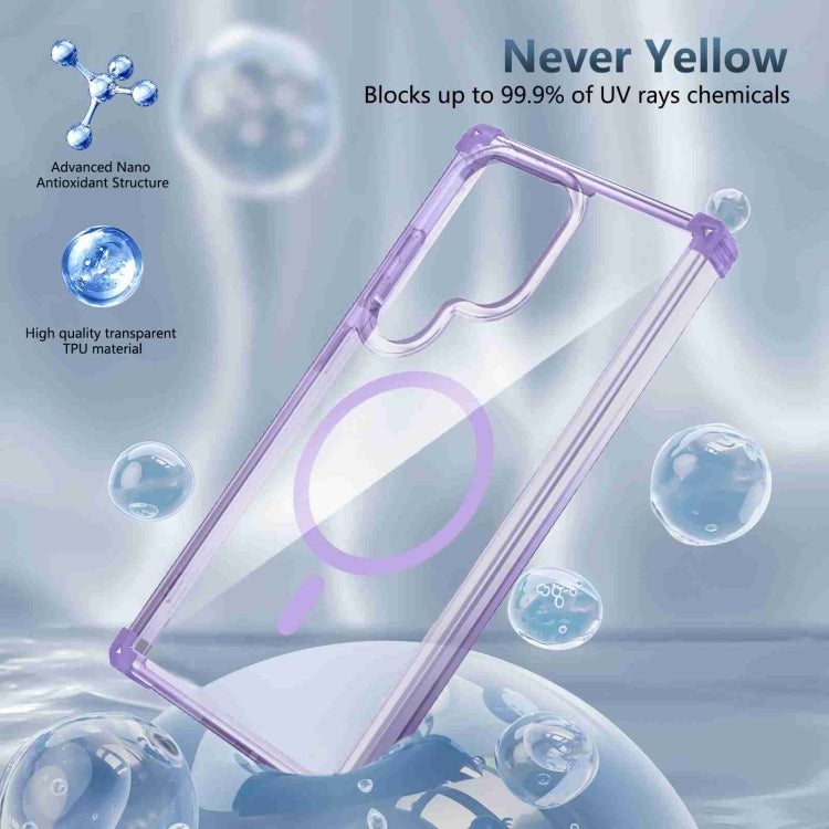 For Samsung Galaxy S22 5G Transparent MagSafe Magnetic Phone Case(Purple) - Galaxy S22 5G Cases by buy2fix | Online Shopping UK | buy2fix