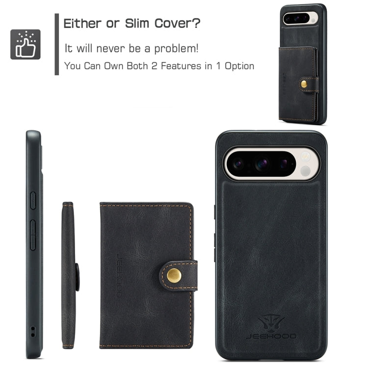 For Google Pixel 9 Pro JEEHOOD J01 Retro Magnetic Detachable Wallet Phone Case(Black) - Google Cases by JEEHOOD | Online Shopping UK | buy2fix