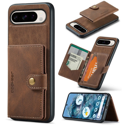 For Google Pixel 9 Pro JEEHOOD J01 Retro Magnetic Detachable Wallet Phone Case(Brown) - Google Cases by JEEHOOD | Online Shopping UK | buy2fix