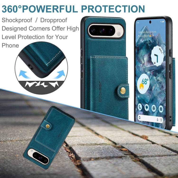 For Google Pixel 9 Pro JEEHOOD J01 Retro Magnetic Detachable Wallet Phone Case(Blue) - Google Cases by JEEHOOD | Online Shopping UK | buy2fix