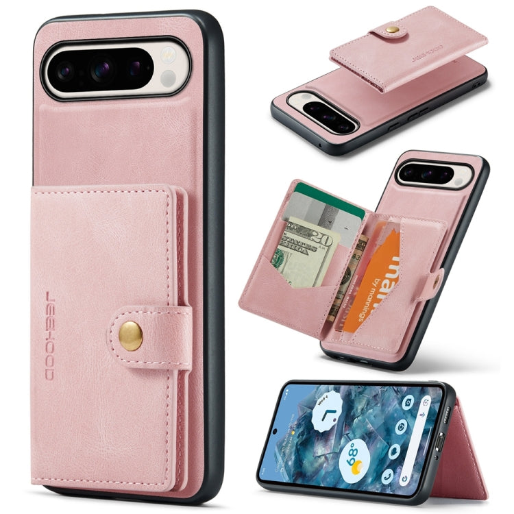 For Google Pixel 9 Pro JEEHOOD J01 Retro Magnetic Detachable Wallet Phone Case(Pink) - Google Cases by JEEHOOD | Online Shopping UK | buy2fix