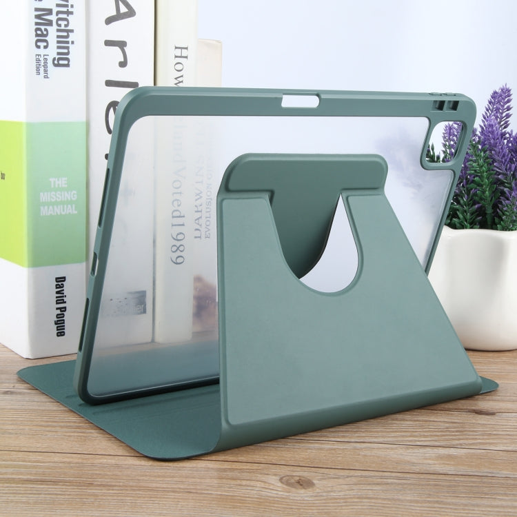 For iPad Air 11 2024 / Air 5 / Air 4 GEBEI Acrylic TPU 3-folding Rotating Smart Tablet Leather Case withh Pen Slot(Dark Green) - iPad Air 11 2024 Cases by GEBEI | Online Shopping UK | buy2fix