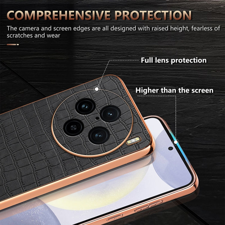 For vivo X100 Pro 5G / X100s Pro AZNS Electroplated Frame Crocodile Texture Full Coverage Phone Case(Black) - vivo Tempered Glass by AZNS | Online Shopping UK | buy2fix