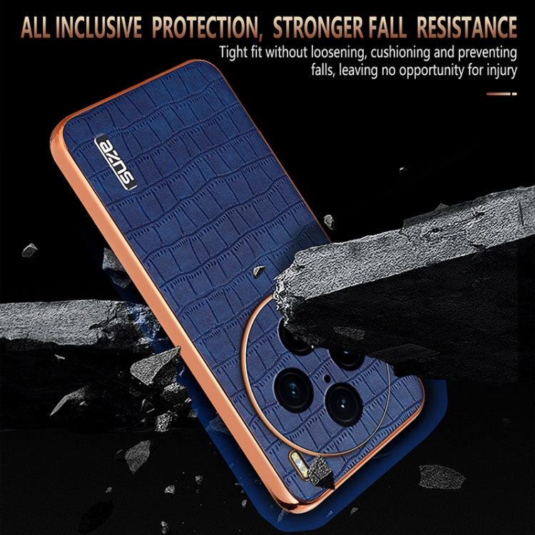 For vivo X100 Pro 5G / X100s Pro AZNS Electroplated Frame Crocodile Texture Full Coverage Phone Case(Blue) - X100 Pro Cases by AZNS | Online Shopping UK | buy2fix