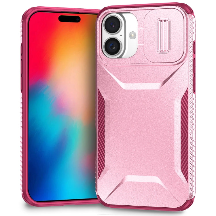 For iPhone 16 Plus Sliding Camshield Phone Case(Pink + Rose Red) - iPhone 16 Plus Cases by buy2fix | Online Shopping UK | buy2fix