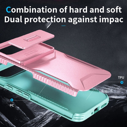 For Google Pixel 9 Pro XL Sliding Camshield Phone Case(Pink + Grey Green) - Google Cases by buy2fix | Online Shopping UK | buy2fix