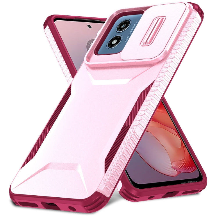 For Motorola Moto G Play 4G 2024 Sliding Camshield Phone Case(Pink + Rose Red) - Motorola Cases by buy2fix | Online Shopping UK | buy2fix