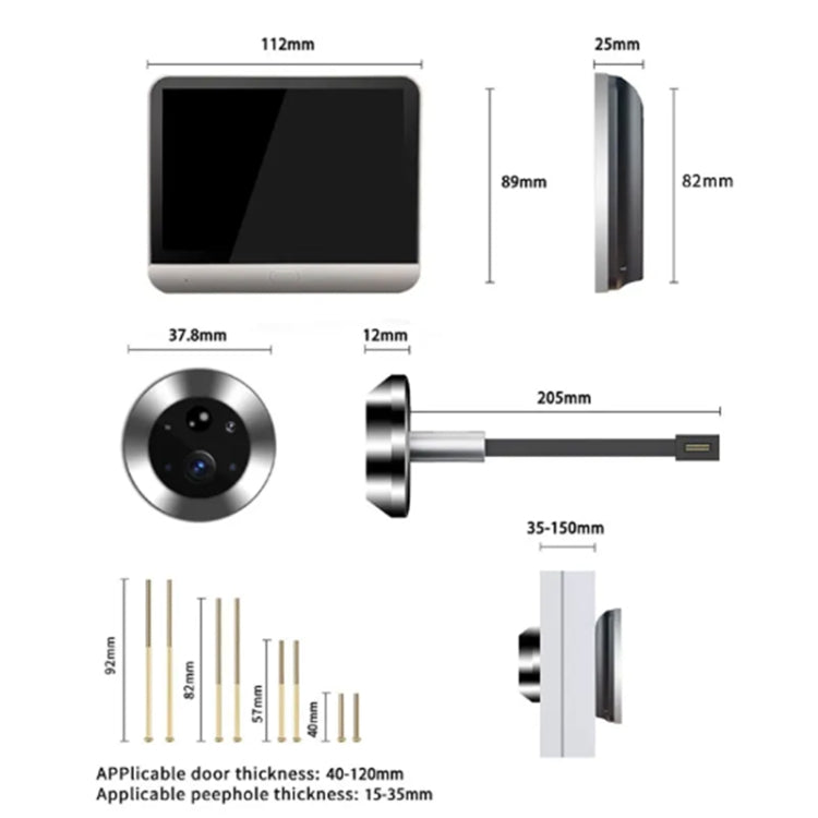 SY-36 4.3 inch Color Screen Graffiti Hidden 1080P WiFi Smart Cat Eye Video Doorbell(Black) - Video DoorBell by buy2fix | Online Shopping UK | buy2fix