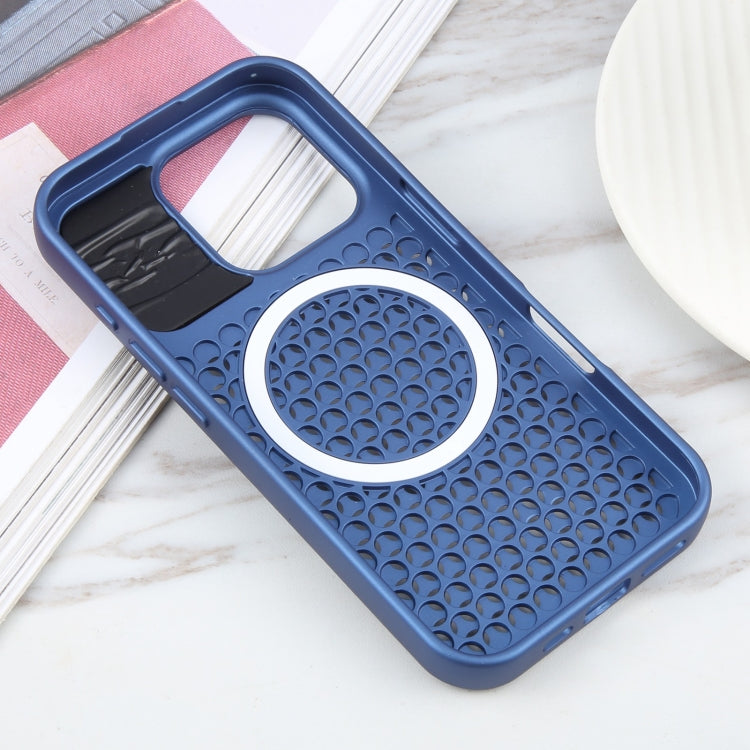 For iPhone 16 Pro Max Pure Color Honeycomb Aromatherapy MagSafe Phone Case(Blue) - iPhone 16 Pro Max Cases by buy2fix | Online Shopping UK | buy2fix