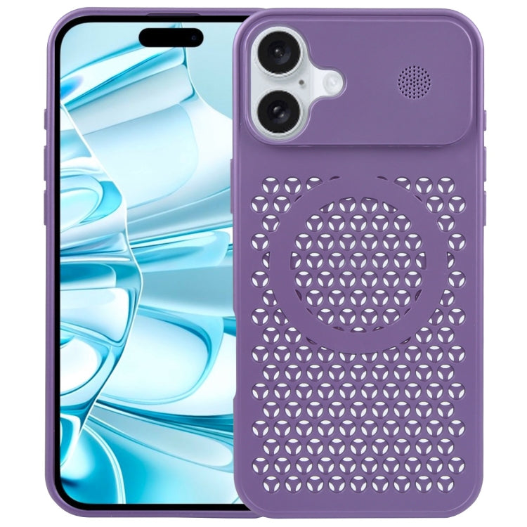 For iPhone 16 Plus Pure Color Honeycomb Aromatherapy MagSafe Phone Case(Purple) - iPhone 16 Plus Cases by buy2fix | Online Shopping UK | buy2fix