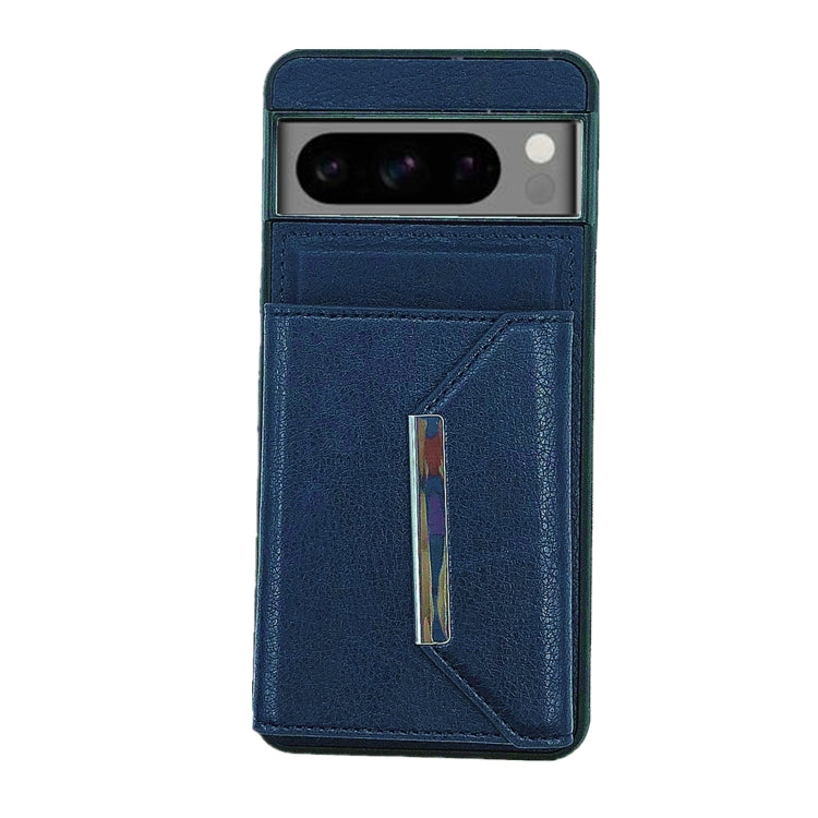 For Google Pixel 9 / 9 Pro Solid Color Metal Buckle Card Slots Bag Phone Case(Blue) - Google Cases by buy2fix | Online Shopping UK | buy2fix