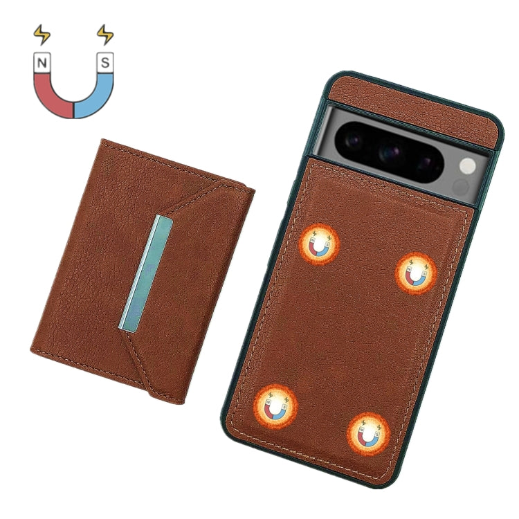 For Google Pixel 9 / 9 Pro Solid Color Metal Buckle Card Slots Bag Phone Case(Brown) - Google Cases by buy2fix | Online Shopping UK | buy2fix