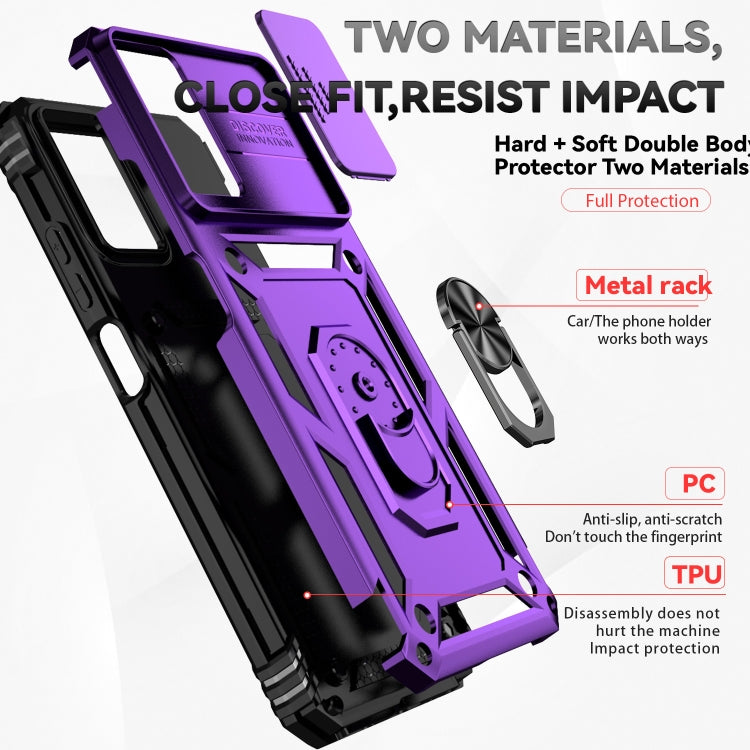 For Motorola Moto G Power 5G 2024 Sliding Camshield Holder Phone Case(Purple) - Motorola Cases by buy2fix | Online Shopping UK | buy2fix